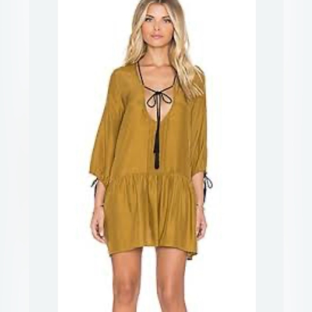 For Love & Lemons Monterey Mini Dress Gold Size Medium